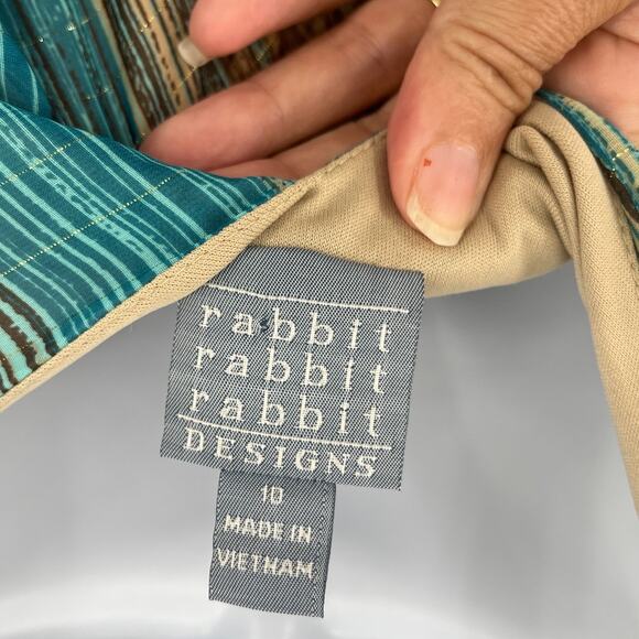 Y2K bbit Rabbit Rabbit Designs Dress Sz 10 Boho Asymmetrical Babydoll Earthy - Picture 10 of 12